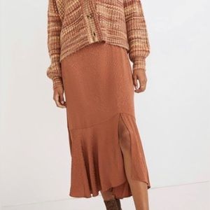 Madewell Flounce Hem Midi Skirt in Cheetah Jacquard
